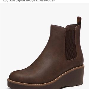 Women's Brown Wedge Chelsea Ankle Boots
